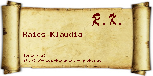 Raics Klaudia névjegykártya